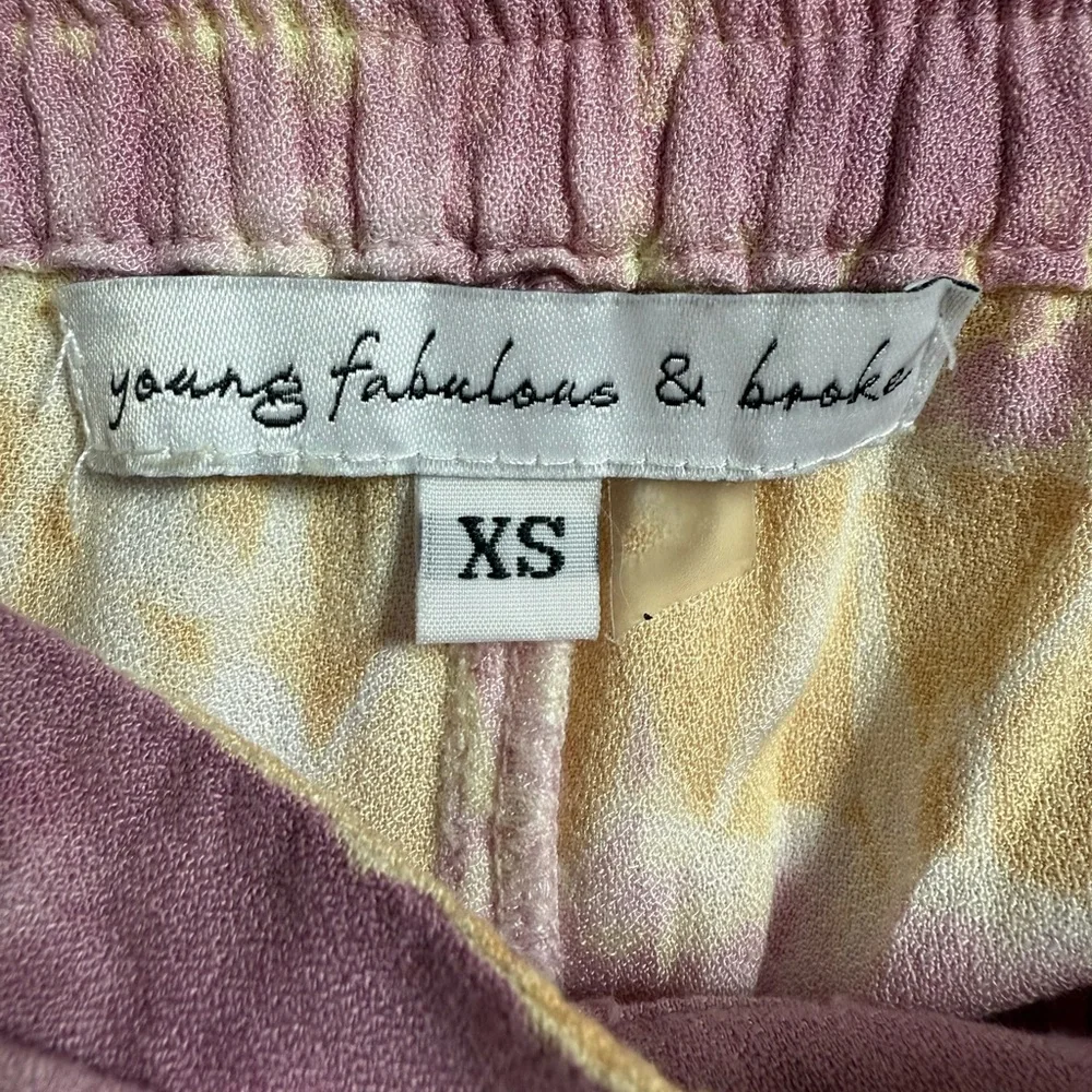 Young Fabulous & Broke Tie Dye Wide Leg Wrap Pants XS Pink Gold Beach Cover Up